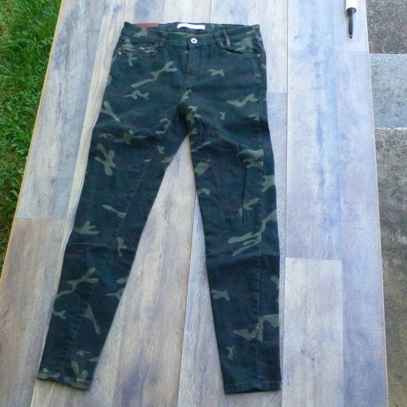 Zara Trafaluc Denimwear camouflage Sz. 10 jeans denim green - Picture 1 of 6